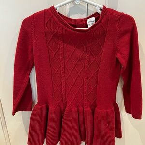 Carter's Red Knit Dress with Pleated Skirt 2t